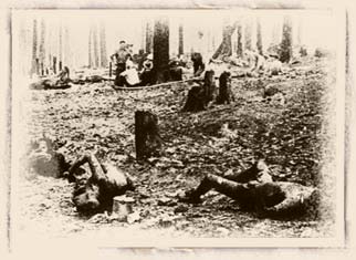 Picture of the badly burnt remains of the victims at Rubicon